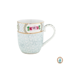 Conj. 06 Canecas Porcelana Branca Faixa C Flor Na Borda - comprar online