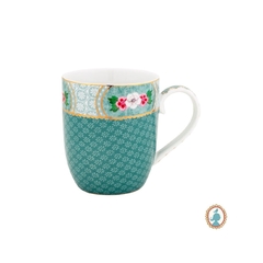 Conj. 06 Canecas Porcelana Azul Faixa C Flor Na Borda - comprar online