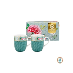 Par De Canecas Porcelana Azul Faixa Na Borda - comprar online