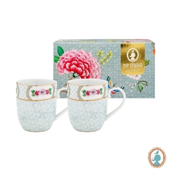 Par De Canecas Porcelana Branca C Filetes Dourado - comprar online