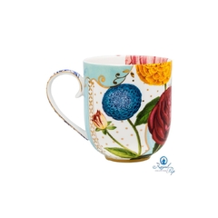 Par De Canecas Porcelana Azul Flores Amarelas - comprar online