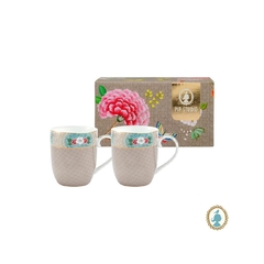 Par De Canecas Porcelana Marrom Claro Faixa Na Borda - comprar online