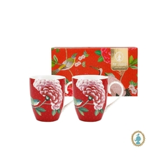 Par De Canecas Porcelana Vermelho Graciosa