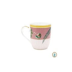 Par De Canecas Porcelana Rosa C Listras E Bolinhas - comprar online