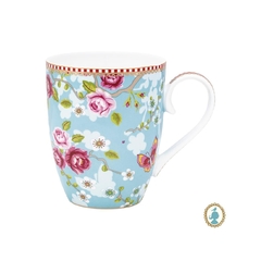 Conjunto 06 Canecas Porcelana Azul Florido 350ml - LUXdécor