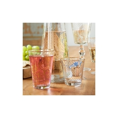 Conj 06 Copos Cristal Fino Florais Ouro Prensado - comprar online