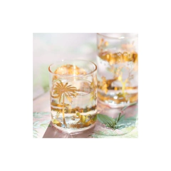 Conj 06 Copos P Agua Cristal C Ouro Prensado Paisagem - comprar online