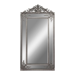 Espelho Cristal Vertical 190cm Moldura Prateada Classico
