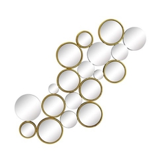 Espelho Moderno Com Formas Circulares Moldura Dourada - comprar online