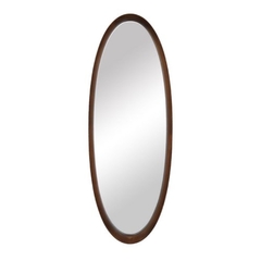 Espelho Oval Moldura Madeira Design Moderno Impecavel