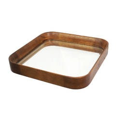 Espelho Quadrado Cristal Bisotê Moldura Madeira Sofisticado - comprar online