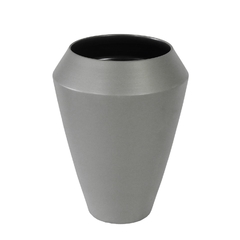 Vaso Decorativo Ceramica Sofisticada Cinza Interior Preto