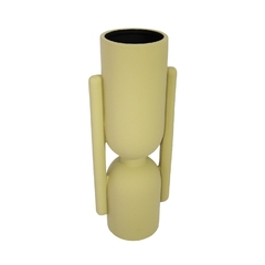 Vaso Contemporaneo Bege Cinza Acabamento Abstrato