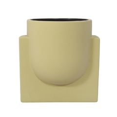Vaso Contemporaneo C Base Ceramica Bege Nobre Impecavel na internet