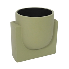 Vaso Contemporaneo C Base Ceramica Cinza Nobre Impecavel