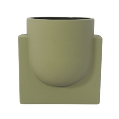 Vaso Contemporaneo C Base Ceramica Cinza Nobre Impecavel na internet
