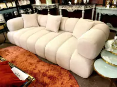 Sofa Contemporaneo Branco Linho Alto Padrão Luxo