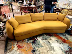 Sofa Contemporaneo Alto Padrão Marrom Fino Acabamento