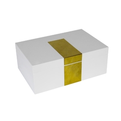 Porta Joia Em Madeira Branca C Detalhe Dourado - comprar online