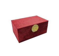 Caixa Decorativa Madeira Revestimento Courino Fecho Dourado - LUXdécor