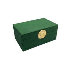 Caixa Decorativa Madeira Revestimento Courino Fecho Dourado