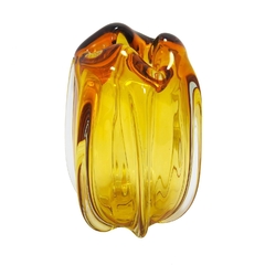 Vaso Murano Cristal Âmbar 30cm Design Translucido Impecavel