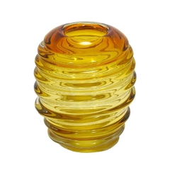 Vaso Decorativo Cristal Âmbar Design Colméia Impecavel