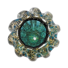 Vaso Cristal Murano Medio Azul Pó De Ouro Fino Acabamento - comprar online
