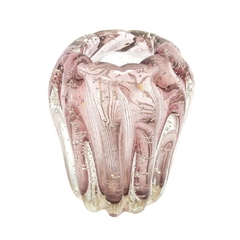 Vaso Murano Italiano Rosê Lapidados Translucidos Belissimo