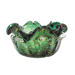 Centro De Mesa Murano Verde Escuro Pig. Ouro
