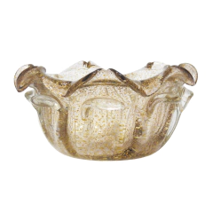 Vaso Murano Baixo Bordas Relevos Curvas Luxo - LUXdécor