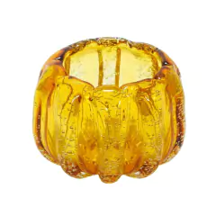 Vaso Murano Italiano Redondo Ambar Finos Lapidados Luxuoso
