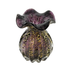 Vaso Decorativo Trouxinha Roxo Pó de Ouro Finos Lapidados