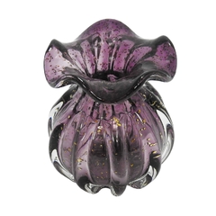 Vaso Trouxinha Pequeno Cristal Murano Roxo Pó De Ouro