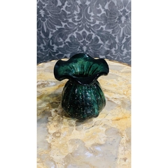 Vaso Murano 13x12cm Verde Trouxinha Pó De Ouro na internet