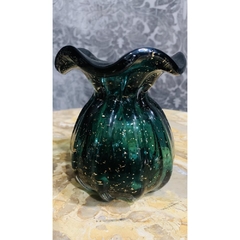 Imagem do Vaso Murano 13x12cm Verde Trouxinha Pó De Ouro