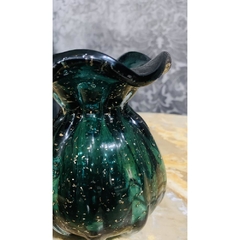 Vaso Murano 13x12cm Verde Trouxinha Pó De Ouro - loja online