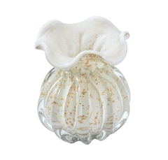 Vaso Trouxinha Murano Leitoso Pigmentação Âmbar Luxo