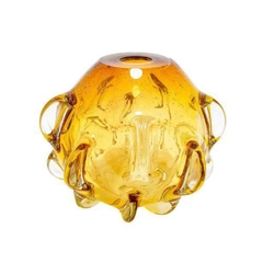 Vaso Relevos Menor Murano Âmbar Cristal Translucido Luxo