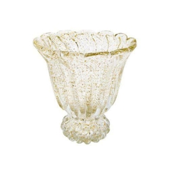 Vaso Murano c base Pigmentação Dourado todo Ondulado Luxo