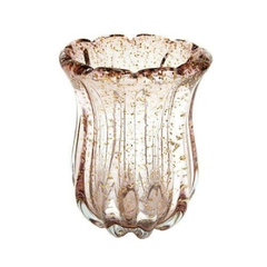 Vaso Murano Violeta Incolor Translucido Fino Acabamento Luxo