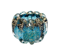 Vaso Decorativo Menor Pigmentos Dourado Murano Azul
