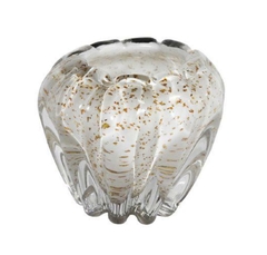 Vaso Murano Leitoso Pigmentos Ambar Fina Decoração Luxo