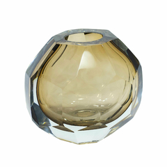 Vaso Murano Italiano Oval Menor Translucido Marrom Incolor