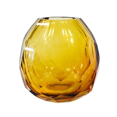 Vaso Decorativo Oval Cristal Facetado Âmbar Nobre na internet