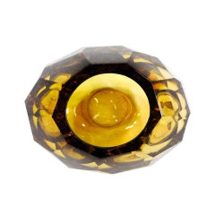 Vaso Decorativo Oval Cristal Facetado Âmbar Nobre - comprar online