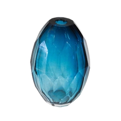 Vaso Decorativo Cristal Facetado Azul Fino Design