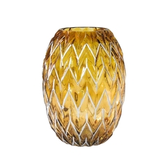 Vaso Decorativo Maior Cristal Âmbar Lapidado Zig Zag - comprar online