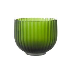 Vaso Cristal Lapidado Verde Menor Fino Acabamento - LUXdécor