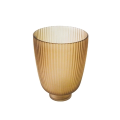 Vaso Cristal Maior Marrom Lapidado Vertical Fino Acabamento